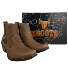 Botina Masculina Zboots Bico Fino Couro Mustang Sela - REF:6702