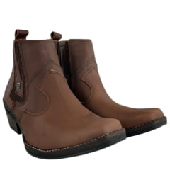 Botina Masculina Zboots Bico Fino Couro Mustang Terra - REF:6702