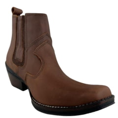 Botina Masculina Zboots Bico Fino Couro Mustang Terra - REF:6702