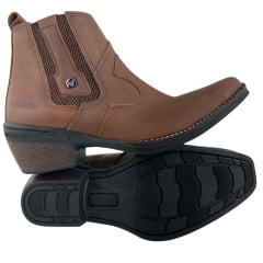 Botina Masculina Zboots Bico Fino Couro Mustang Terra - REF:6702