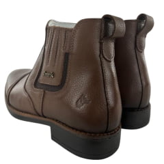 Botina Masculina Amarok Bico Redondo Couro Bolonha Pinhão Sola Borracha Aroeira Nova Ref:4054-7A