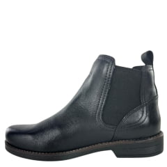 Botina Masculina Amarok Bico Redondo Couro Liso Vegetal Preto Sola Borracha Linha Coral Ref:1825 - 802W-1