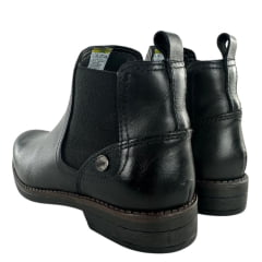 Botina Masculina Amarok Bico Redondo Couro Liso Vegetal Preto Sola Borracha Linha Coral Ref:1825 - 802W-1