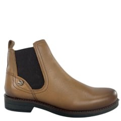 Botina Masculina Amarok Bico Redondo Couro Liso Vegetal Wisky Sola Borracha Linha Coral Ref:1825 - 802W-4