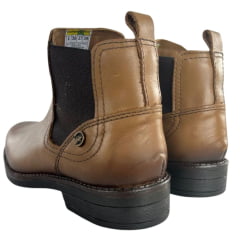 Botina Masculina Amarok Bico Redondo Couro Liso Vegetal Wisky Sola Borracha Linha Coral Ref:1825 - 802W-4