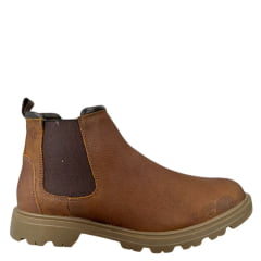 Botina Masculina Anatomic Gel Couro Bullsking Havana Vacum Café Sola Nelore Ambar Ref:8551