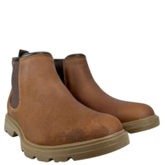 Botina Masculina Anatomic Gel Couro Bullsking Havana Vacum Café Sola Nelore Ambar Ref:8551