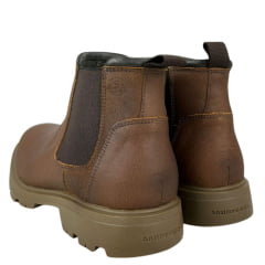 Botina Masculina Anatomic Gel Couro Bullsking Havana Vacum Café Sola Nelore Ambar Ref:8551