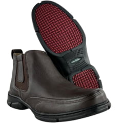 Botina Masculina Anatomic Gel Couro Floater Brown Cost Café Sola 360 Preta Vermelha  REF:7891
