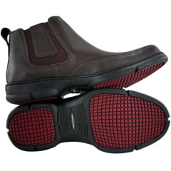 Botina Masculina Anatomic Gel Couro Floater Brown Cost Café Sola 360 Preta Vermelha REF:7891