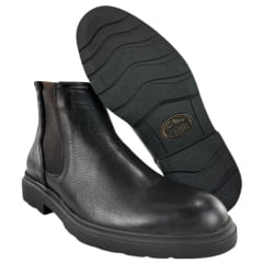 Botina Masculina Anatomic Gel Couro Floater Oil Brown Pesponto Café Sola Berlim Preta Ref:8911 Botina Masculina Anatomic Gel Couro Floater Oil Brown Pesponto Café Sola Berlim Preta Ref:8911