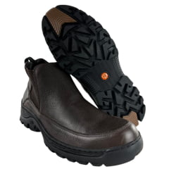 Botina Masculina Anatomic Gel Couro Floater Oil Brown Pesponto Café Sola Outdoor Preta 360 Ref:7551 Botina Masculina Anatomic Gel Couro Floater Oil Brown Pesponto Café Sola Outdoor Preta 360 Ref:7551