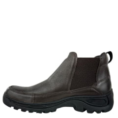 Botina Masculina Anatomic Gel Couro Floater Oil Brown Pesponto Café Sola Outdoor Preta 360 Ref:7551