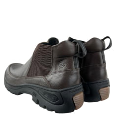 Botina Masculina Anatomic Gel Couro Floater Oil Brown Pesponto Café Sola Outdoor Preta 360 Ref:7551