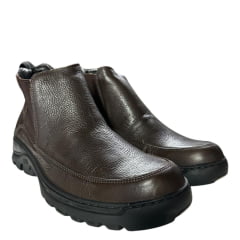 Botina Masculina Anatomic Gel Couro Floater Oil Brown Pesponto Café Sola Outdoor Preta 360 Ref:7551