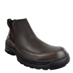 Botina Masculina Anatomic Gel Couro Floater Oil Brown Pesponto Café Sola Outdoor Preta 360 Ref:7551