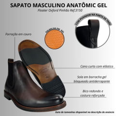 Botina Masculina Anatomic Gel Couro Floater Oxford Pinhão Sola De Couro Braford Ref:3150