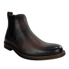 Botina Masculina Anatomic Gel Couro Floater Oxford Pinhão Sola De Couro Braford Ref:3150