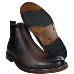 Botina Masculina Anatomic Gel Couro Floater Oxford Pinhão Sola De Couro Braford Ref:3150