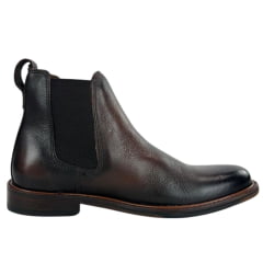 Botina Masculina Anatomic Gel Couro Floater Oxford Pinhão Sola De Couro Braford Ref:3150