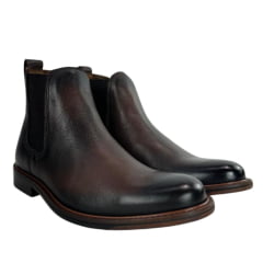 Botina Masculina Anatomic Gel Couro Floater Oxford Pinhão Sola De Couro Braford Ref:3150