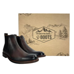 Botina Masculina Anatomic Gel Couro Floater Oxford Pinhão Sola De Couro Braford Ref:3150