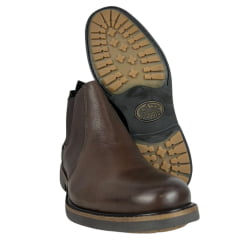 Botina Masculina Anatomic Gel Couro Floater Touch Troy Castanho Sola Bulldog Café Natural Ref:9011