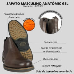 Botina Masculina Anatomic Gel Couro Floater Touch Troy Castanho Sola Bulldog Café Natural Ref:9011