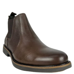 Botina Masculina Anatomic Gel Couro Floater Touch Troy Castanho Sola Bulldog Café Natural Ref:9011