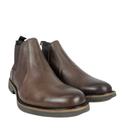 Botina Masculina Anatomic Gel Couro Floater Touch Troy Castanho Sola Bulldog Café Natural Ref:9011