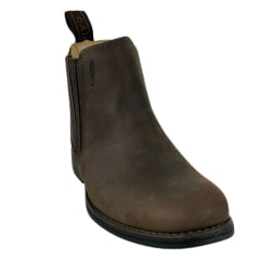 Botina Masculina Garotti Conforto Bico Redondo Crazy Horse Café-Sola Pre-Fresado MCallen Ref.201-COD:2394