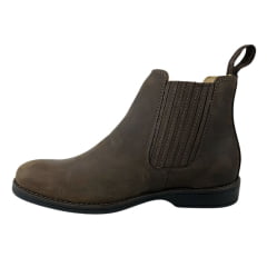 Botina Masculina Garotti Conforto Bico Redondo Crazy Horse Café-Sola Pre-Fresado MCallen Ref.201-COD:2394