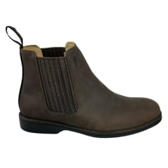 Botina Masculina Garotti Conforto Bico Redondo Crazy Horse Café-Sola Pre-Fresado MCallen Ref.201-COD:2394