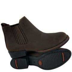 Botina Masculina Garotti Couro Crazy Horse Café Bournet Sola 1038 Pre Borracha - Ref:301-2327