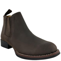 Botina Masculina Garotti Couro Crazy Horse Café Bournet Sola 1038 Pre Borracha - Ref:301-2327