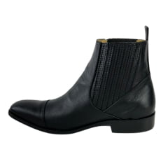 Botina Masculina Garotti Social Couro Pelica Preto Sola Pre-Frezano Verona Ref.101-COD:1342