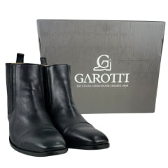 Botina Masculina Garotti Social Couro Pelica Preto Sola Pre-Frezano Verona Ref.101-COD:1342