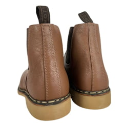 Botina Masculina Garotti Vira Francesa Couro Floater Conhaque Bico Redondo Sola Natural Ref:900 COD:0713
