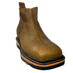 Botina Masculina Goyazes Bico Quadrado Work Dallas Furta Cor Friso Laranja Ref.207405 Ck