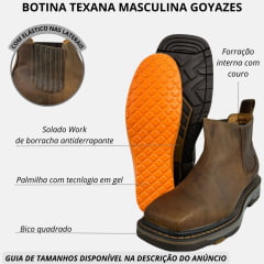 Botina Masculina Goyazes Bico Quadrado Work Dallas Tabaco Friso Cinza - Ref.207405-Ck