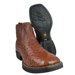 Botina Masculina Strut Bico Quadrado Couro Avestruz Cheio Caramelo Escuro Ref:BOT-STRUT 3036 Botina Masculina Strut Bico Quadrado Couro Avestruz Cheio Caramelo Escuro Ref:BOT-STRUT 3036