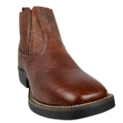 Botina Masculina Strut Bico Quadrado Couro Carneiro Corrugado Caramelo Ref:BOT-STRUT- 3036