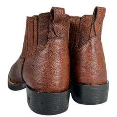 Botina Masculina Strut Bico Quadrado Couro Carneiro Corrugado Caramelo Ref:BOT-STRUT- 3036