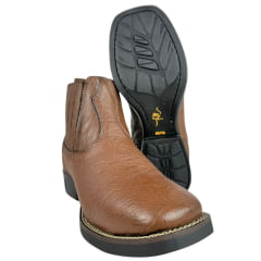 Botina Masculina Strut Bico Quadrado Couro Carneiro Corrugado Tabaco Ref:BOT-STRU-3036 Botina Masculina Strut Bico Quadrado Couro Carneiro Corrugado Tabaco Ref:BOT-STRU-3036