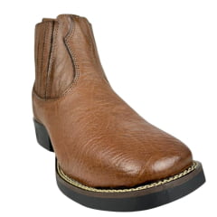 Botina Masculina Strut Bico Quadrado Couro Carneiro Corrugado Tabaco Ref:BOT-STRU-3036