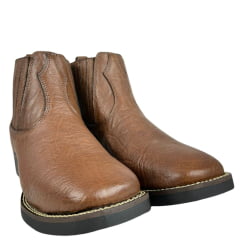 Botina Masculina Strut Bico Quadrado Couro Carneiro Corrugado Tabaco Ref:BOT-STRU-3036