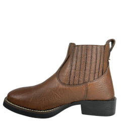 Botina Masculina Strut Bico Quadrado Couro Carneiro Corrugado Tabaco Ref:BOT-STRU-3036