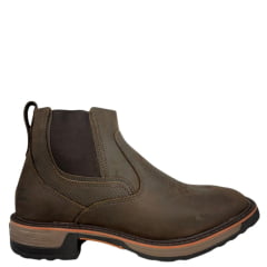 Botina Masculina Zebu Bico Quadrado Couro Mustang Graxo Florão Solado Sobreiro Bordado Zebu E Florão Ref:93110MS03