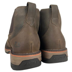 Botina Masculina Zebu Bico Quadrado Couro Mustang Graxo Florão Solado Sobreiro Bordado Zebu E Florão Ref:93110MS03