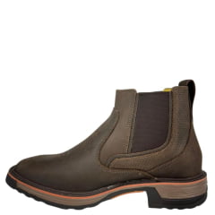 Botina Masculina Zebu Bico Quadrado Couro Mustang Graxo Florão Solado Sobreiro Bordado Zebu E Florão Ref:93110MS03